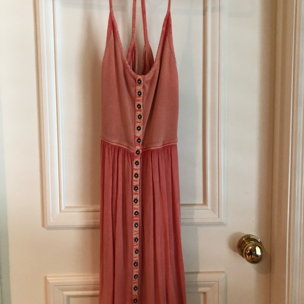 Peach mini spaghetti strap dress